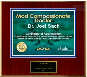 Most Compassionate Doctor recognition for Dr. Joel Sach